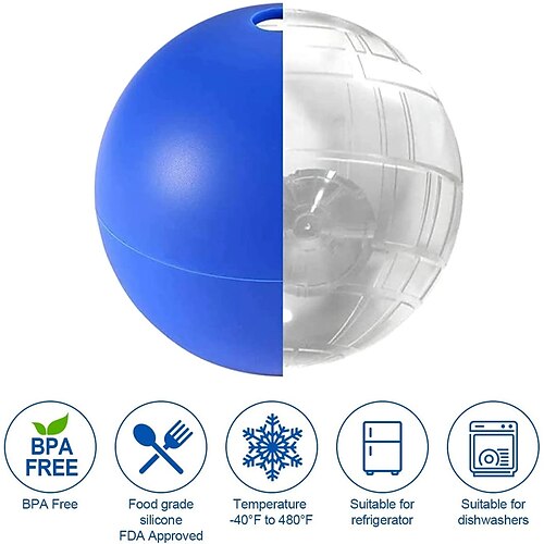 Creative Round Ball Ice Cube Mold with Silicone Blue Wars Death