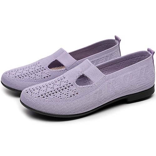 

Dame Slip-Ons Slip-on joggesko Daglig Rund Tå Fritid Flying Weaving Svart Rosa Lilla