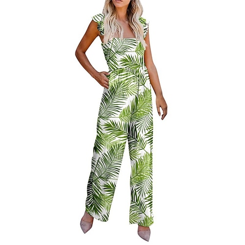 

Damen Jumpsuit Tasche Bedruckt Bedruckt U-Ausschnitt Strassenmode Brautkleider schlicht Strasse Ausgehen Regular Fit Ärmellos Gelb Rosa Grün S M L XL Sommer