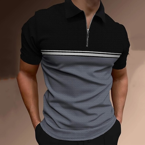

Per uomo POLO Camicia da golf Golf Informale Per eventi Bavero Chiusura lampo quarto Manica corta Di tendenza Essenziale Color Block Chiusura lampo quarto Estate Standard Nero Rosso Arancione Marrone
