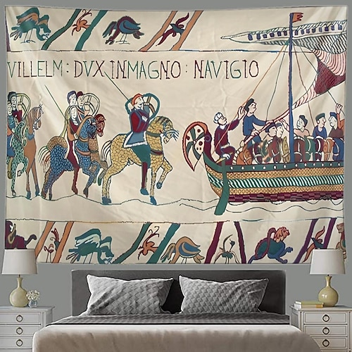 

Medieval Bayeux Hanging Tapestry Wall Art Decor Photograph Backdrop Blanket Curtain Home Bedroom Living Room Decoration