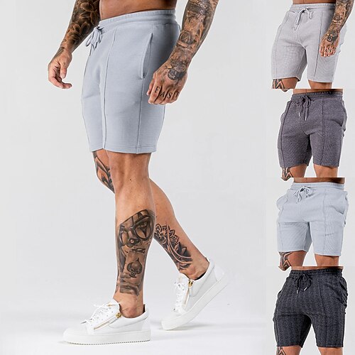 

Herre Løpeshorts Treningsshorts Lomme Snorer Bunner Atletisk treningsklær Pustende Fukttransport Myk Trening Treningsøkt Løp Sports Sportsklær Ensfarget Mørkegrå Kakifarget Lysegrå