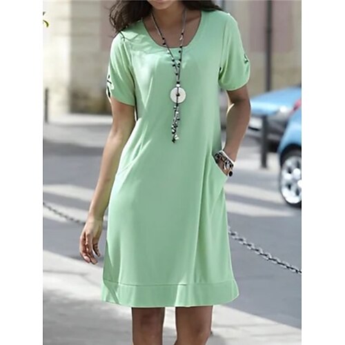

Per donna Abito a maglietta Abito casual Abito estivo Liscio Tasche Girocollo Mini abito Attivo Di tendenza Esterno Giornaliero Manica corta Morbido Verde chiaro Estate Primavera S M L XL XXL