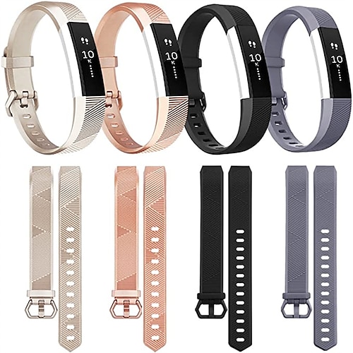 

4 Pack Smart Watch Band Compatible with Fitbit Alta HR Fitbit Ace Fitbit Alta Silicone Smartwatch Strap Adjustable Solo Loop Women Men Replacement Wristband