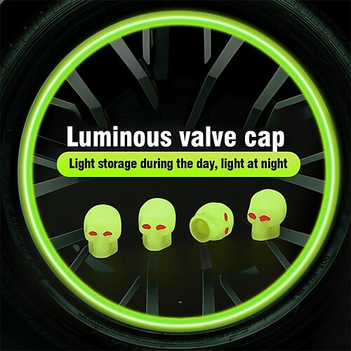 

Bouchon de valve lumineux de pneu de voiture 4pcs, bouchons de pression de pneu fluorescents de moto de véhicule électrique pour la plupart des voitures, motos, suv, camions, vélos