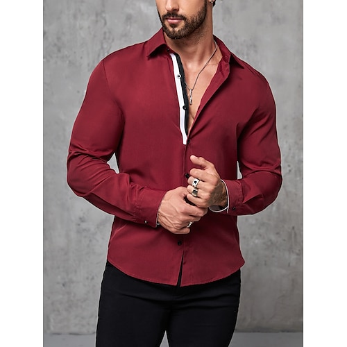 

Per uomo Camicia Camicia con bottoni Camicia estiva Maglietta informale Rosso Manica lunga Liscio Bavero Giornaliero Da mare Abbigliamento Di tendenza Informale Comodo