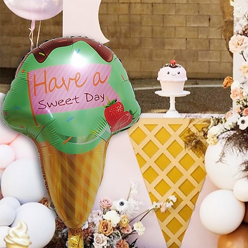 

1 peça de balão de filme de alumínio de sorvete sorvete colorido decoração de festa de aniversário infantil balão de filme de alumínio