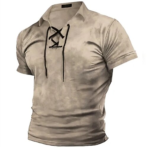 

Homme Polo sport POLO Casual Vacances Revers Manche Courte Mode basique Plein Lacet Eté Standard Marron foncé Polo sport