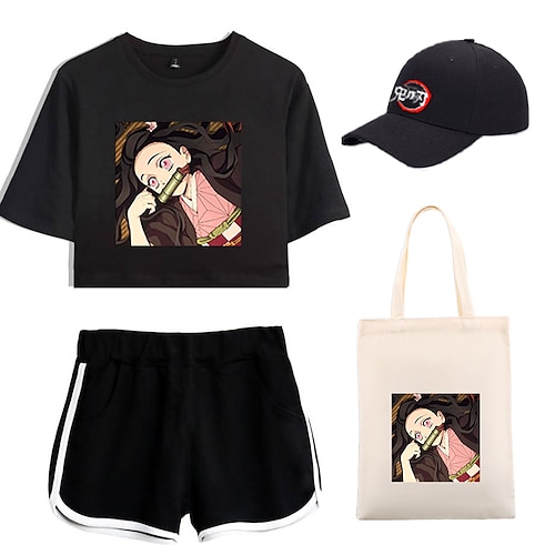 

Demon Slayer: Kimetsu no Yaiba Kamado Nezuko T-shirt Shorts Baseball Cap Print Graphic Bag Shorts Hat For Women's Adults' Hot Stamping 100% Polyester Casual Daily