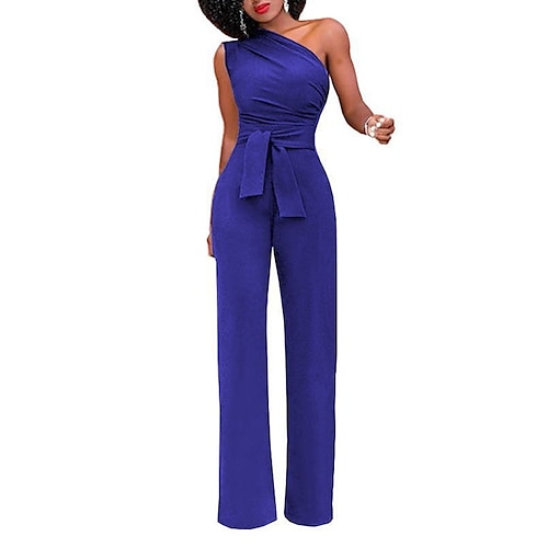 

Damen Jumpsuit mit Schnürung Hohe Taillenlinie Feste Farbe Ein-Schulter Geschäftlich Elegant B¨¹ro Arbeit Regular Fit Ärmellos Schwarz Weiß Gelb S M L XL Sommer