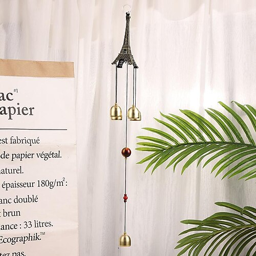 

1pc Iron Tower Metal Painted Wind Chime Outdoor Handicraft Glow In The Night Hanging Ornament For Window Balcony Garden Decor, 56x5cm/22''x2''