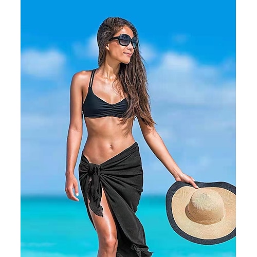 

Damen Bademode Langer Rock Midi Polyester Schwarz Weiß Rose Röcke Asymmetrischer Saum Strandbekleidung Badeanzugshosen Sommer Urlaub Strand Einheitsgröße