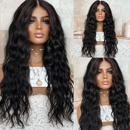 

Capelli vergini non trattati 13x4 Pizzo Frontale Parrucca Parte libera Brasiliano Poco ondulata Nero Parrucca 130% 150% Densità dei capelli con i capelli del bambino Attaccatura dei capelli naturale