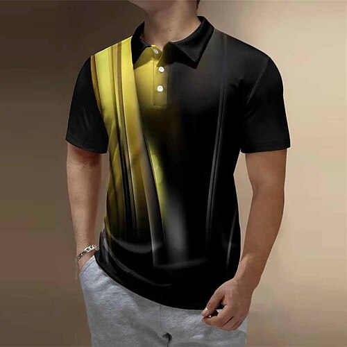 

Per uomo Polo con bottoni POLO Camicia da golf Golf Stampe astratte Geometria Lineare Collo ripiegabile Giallo Esterno Strada Maniche corte Stampa Abbigliamento Sportivo Di tendenza Streetwear