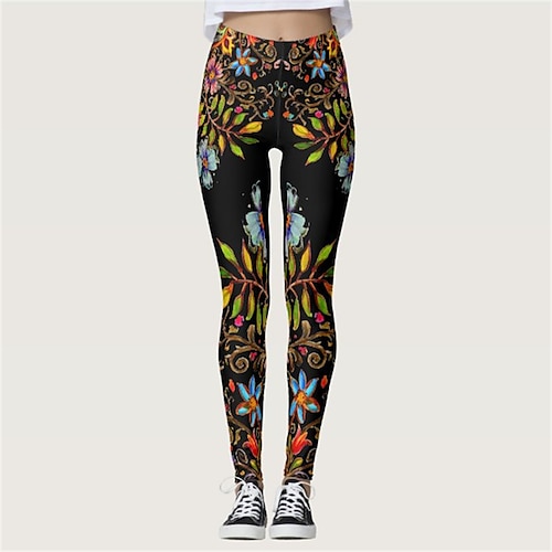

Per donna Leggings per lo yoga Fasciante in vita Sollevamento dei glutei Vita alta Yoga Fitness Allenamento in palestra Leggings corti Pantaloni Floreale Nero Giallo Blu Gli sport Abbigliamento