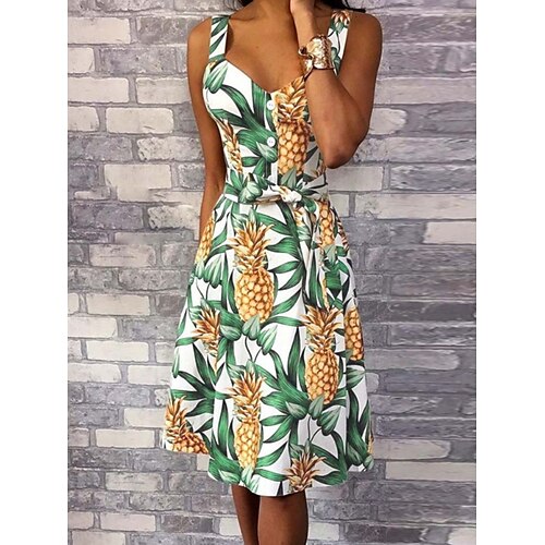 

Per donna Vestito casual Abito linea A Abito estivo Stampa Increspato Nodo della cravatta Con bretelline Mini abito Attivo Di tendenza Giornaliero Per eventi Senza maniche Standard Verde Estate