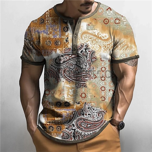 

Per uomo Camicia Henley Pop art A quadri Floreale Henley Abbigliamento Stampa 3D Esterno Giornaliero Manica corta Bottone giù Stampa Di tendenza Originale Comodo