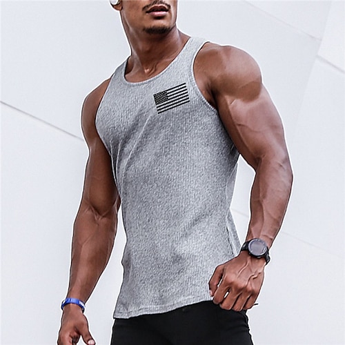 

Herre Vest Top Ærmeløs T-shirt til mænd Grafisk Nationalflag Rund hals Tøj 3D-udskrivning Daglig Sport Uden ærmer Trykt mønster Mode Designer Muskel