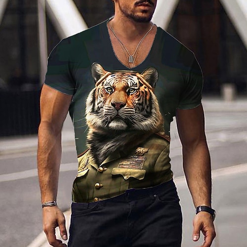 

Per uomo maglietta Pop art Animali Tigre A V Abbigliamento Stampa 3D Giornaliero Sport Manica corta Stampa Di tendenza Originale Informale