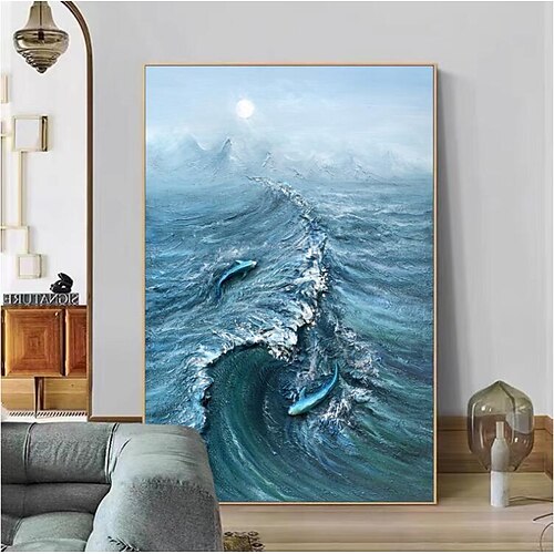 

Handmade Seascape Art Picture Modern Living Room Decoration Oil Painting Textured Sea Scenery Art Pictures For Home Wall Decor