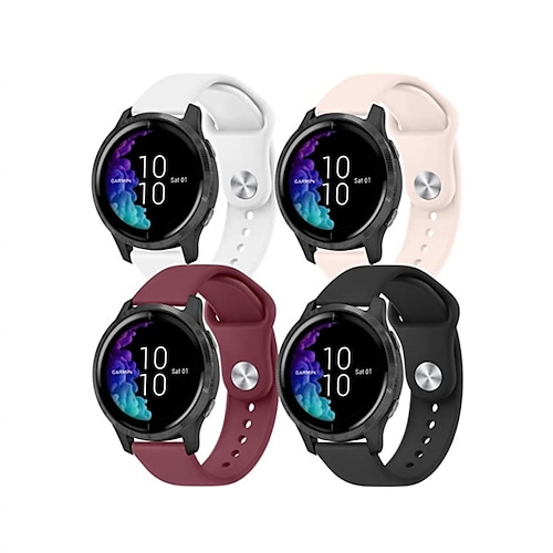 

4 pezzi Cinturino intelligente per Garmin Forerunner 158 55 245 Music Venu Sq 2 Plus Vivoactive 3 Vivomove Sport Luxe Style HR Approach S42 S40 S12 D2 Air X10 Silicone Orologio intelligente Cinghia