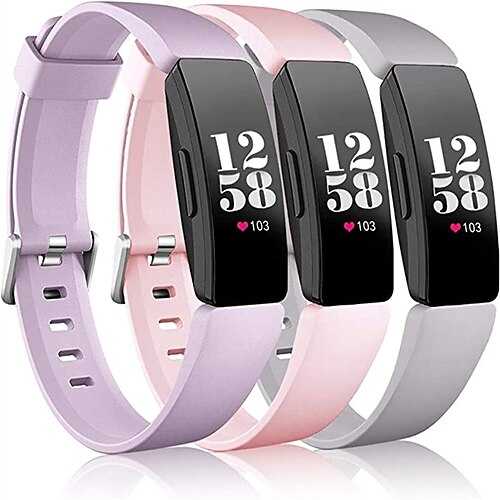 

3 Pack Smartwatch-Band Kompatibel mit Fitbit Inspire 2 / Inspire HR / Inspire Silikon Smartwatch Gurt Wasserdicht Verstellbar Frauen Männer Sportarmband Ersatz Armband