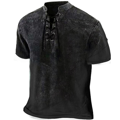 

Herre T-shirt Vanlig Høj krave Daglig Sport Kortærmet Blondér Frontlomme Tøj Mode Designer Årgang