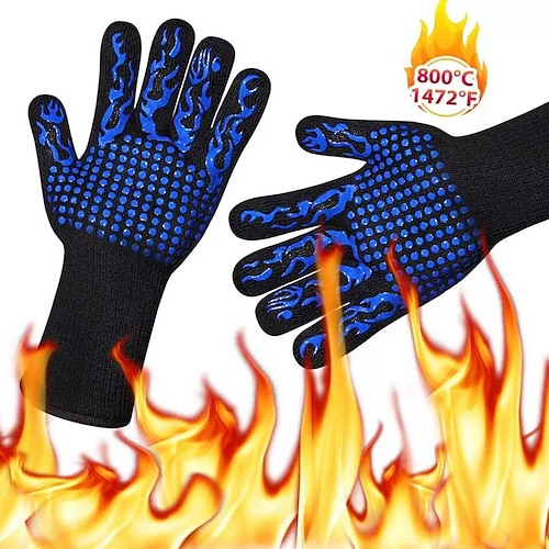 Pak at lægge væske hjul High Temperature Resistant Gloves Bbq Insulated And Scald Resistant  Barbecue Gloves Flame Retardant And Fireproof Microwave Oven Baking Gloves  2023 - US $8.39