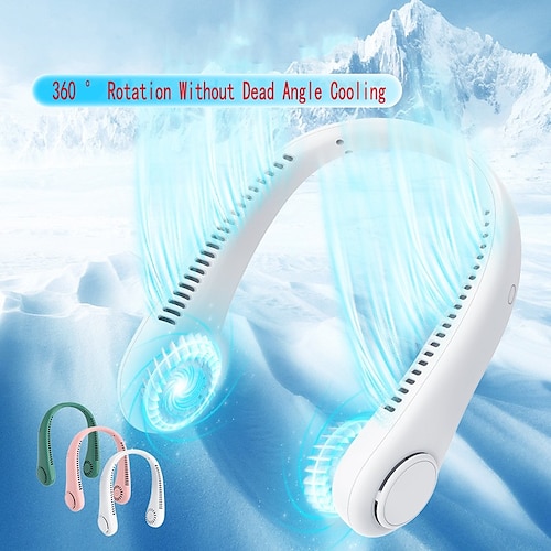 

bærbar halsventilator elektrisk trådløs blæser usb opladning mini ventilator køling vingeløs lydløs halsventilator sport rejse arbejde læring hals hængende skulder hals ventilator touch tredje gear