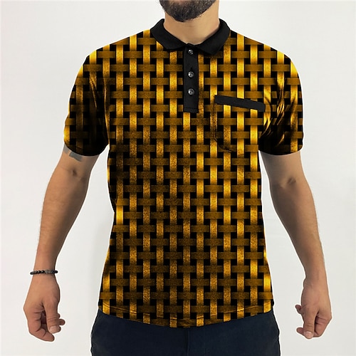 

Per uomo Polo con bottoni POLO Camicia da golf Golf Stampe astratte Geometria Collo ripiegabile Giallo Blu Esterno Strada Maniche corte Stampa Abbigliamento Sportivo Di tendenza Streetwear Originale