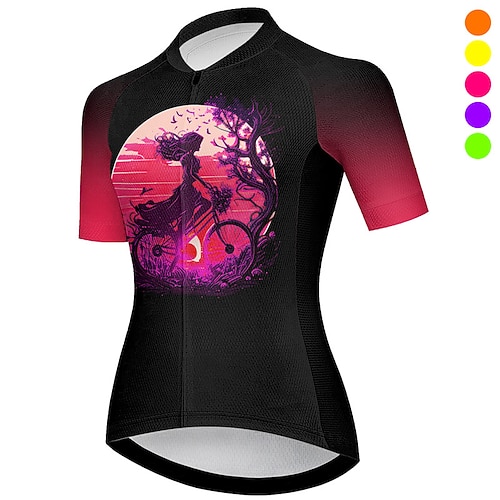 

21Grams Mujer Maillot de Ciclismo Manga Corta Bicicleta Camiseta con 3 bolsillos traseros MTB Bicicleta Montaña Ciclismo Carretera Transpirable Dispersor de humedad Bandas Reflectantes Bolsillo