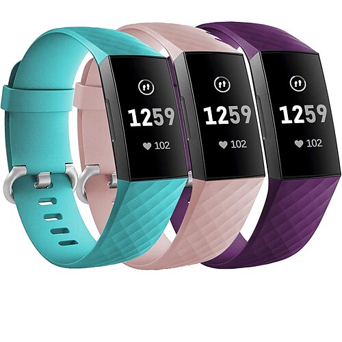 

3 paquet Bracelet de montre connectée Compatible avec Fitbit Charge 4 / Charge 3 / Charge 3 SE Silicone Montre intelligente Sangle Ajustable Boucle solo Femme homme Bracelet Sport Remplacement