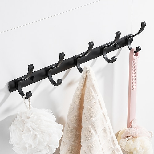 

Coat Hook Wall Coat Hook Aluminum Space European Style Aluminum Coat Bathroom Coat Coat Wall Hook Black (3-5 Hooks) Wall Coat Hanger