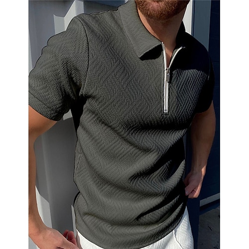 

Herre POLO T-skjorte Golf skjorte Avslappet Ferie Knaphul Quarter Zip Kortermet Mote Grunnleggende عادي Quarter Zip Sommer Normal Hvit Mørkegrå POLO T-skjorte