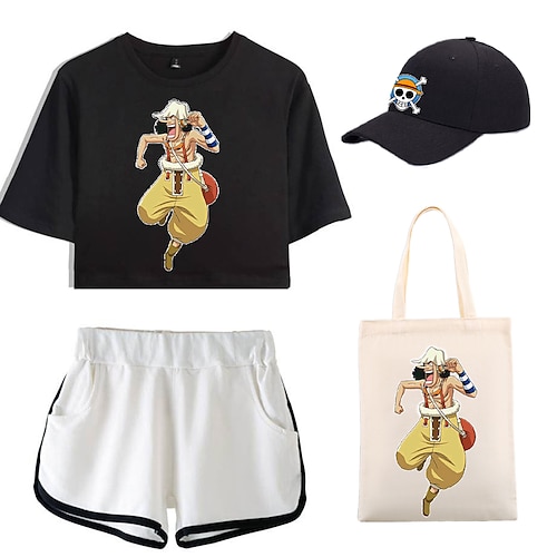 

One Piece Fantasias Japonesa/Curta Calção Boné de Baseball Imprimir Arte Gráfica Bolsa Calções Chapéu Para Mulheres Adulto Hot Stamping 100% Poliéster Casual / Diário