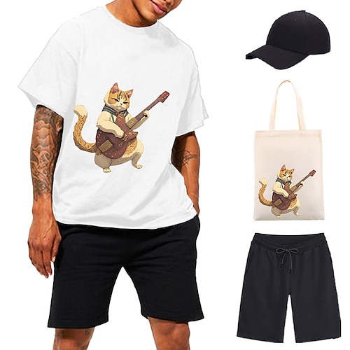 

Dyr Katt T-skjorte Shorts Baseballcapen Trykt mønster Graphic Veske Shorts T-Trøye Til Herre Dame Unisex Voksne Varmstempling 100% Polyester Fritid / hverdag