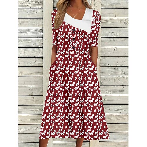 

Per donna Vestito casual Abito estivo Abito stampato Floreale Pulsante Stampa A V Vestito longuette Di tendenza Streetwear Giornaliero Per eventi Mezza manica Morbido Rosso Estate Primavera S M L XL
