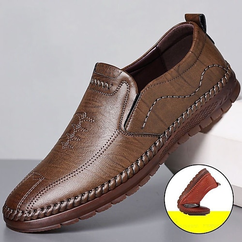 

Homme Mocassins et Slip On Chaussures de confort Mocassins de conduite Mocassins en cuir Entreprise Décontractées Extérieur du quotidien Marche Cuir Noir Kaki Eté Printemps