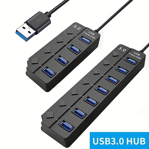 

Usb Extension Cable Multiple Port 4-Port/7-Port USB 2.0/3.0 HUB Splitter With LED Power Indicator And Switch (30CM Cable)