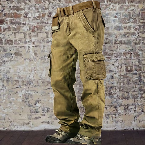 

Men's Cargo Pants Trousers Multi Pocket Plain Wearable Outdoor Casual Daily Cotton Blend Fashion Classic Army Yellow Black