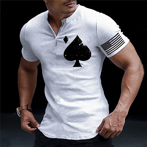 

Per uomo Camicia Henley Pop art Carte francesi Henley Abbigliamento Stampa 3D Esterno Giornaliero Manica corta Bottone giù Stampa Di tendenza Originale Comodo