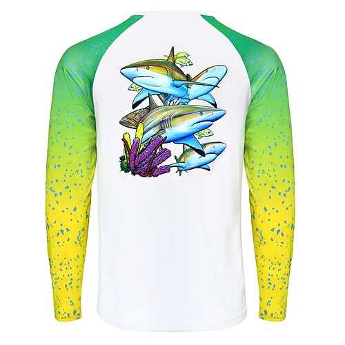 Men's Fishing Shirt Outdoor Long Sleeve UPF50+ UV Protection Breathable  Quick Dry Lightweight Top Summer Spring Outdoor Fishing White Yellow Light  Green 2024 - US $16.24