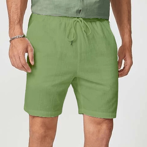 

Per uomo Pantaloncini Pantaloncini di lino Pantaloncini estivi Pantaloncini da spiaggia A cordoncino Vita elastica Liscio Comfort Traspirante Esterno Giornaliero Per uscire Misto cotone e lino Di