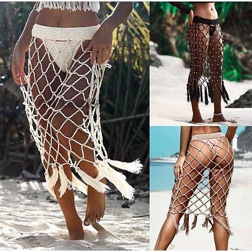 

Per donna Costumi da bagno Prendisole Fondo della spiaggia Avvolgere Normale Costume da bagno Nappa Tagliato Uncinetto Tinta unica Bianco Beige Costumi da bagno Sexy Di tendenza Abbigliamento mare