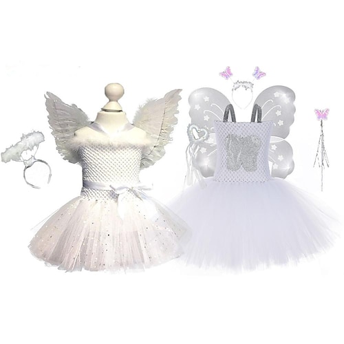 

Alice in Wonderland The Red Queen Dress Flower Girl Dress Tulle Dresses Girls' Movie Cosplay Cosplay White Beige Dress Children's Day Masquerade Organza