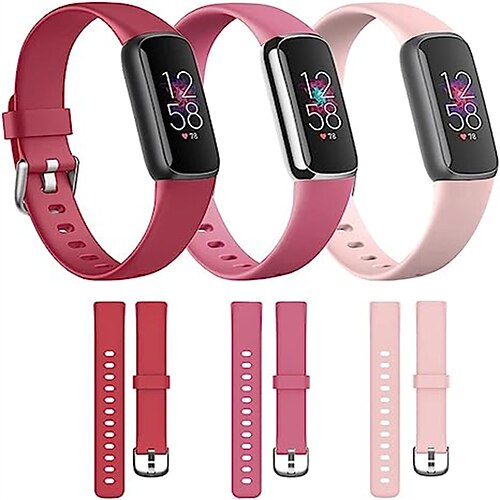 

3 Pack Smartwatch-Band Kompatibel mit Fitbit Luxe Weiches Silikon Smartwatch Gurt Verstellbar Solo-Loop Frauen Männer Sportarmband Ersatz Armband