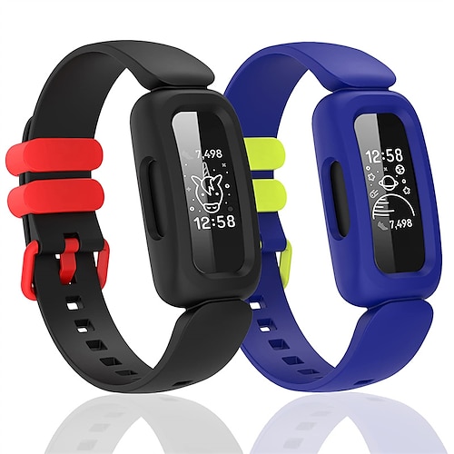 

2 paquetes Correa de Smartwatch Compatible con Fitbit Ace 3 Silicona Reloj inteligente Correa con caso Niños Ajustable Correa Deportiva Reemplazo Pulsera