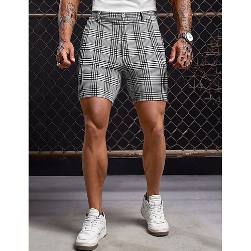 

Herren Shorts Kurze Hosen Chino Bermuda Shorts Bermudas Tasche Plaid Komfort Atmungsaktiv Outdoor Täglich Ausgehen Baumwollmischung Brautkleider schlicht Schwarz