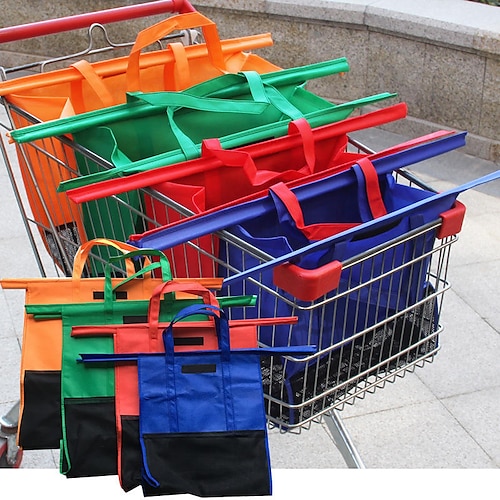 

Supermarket Shopping Cart Bag 4pcs Set Non-woven Mesh Bag Folding Shopping Bag Non-woven Portable Thermal Insulation Bag