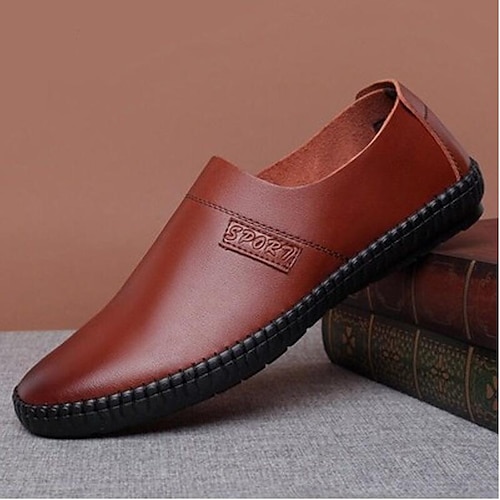 

Men's Loafers Slip-Ons Moccasin Comfort Shoes Casual Outdoor Daily PU Breathable Black Brown Summer Spring